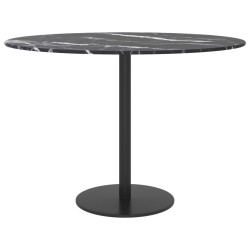 Dessus de table noir Ø60x0,8cm verre trempé avec design marbre 529418529418
