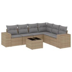 Salon de jardin avec coussins 7 pcs beige résine tressée 529422529422