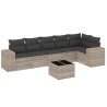 Salon de jardin avec coussins 7 pcs gris clair résine tressée 529424529424