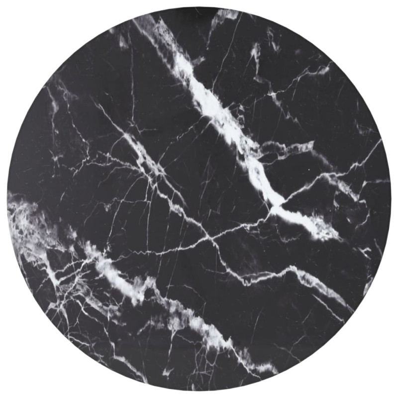 Dessus de table noir Ø30x0,8cm verre trempé avec design marbre 529426529426