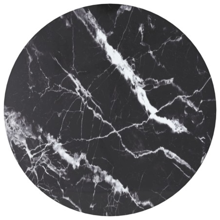 Dessus de table noir Ø30x0,8cm verre trempé avec design marbre 529426529426