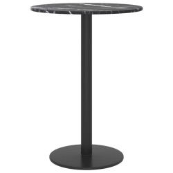 Dessus de table noir Ø30x0,8cm verre trempé avec design marbre 529426529426