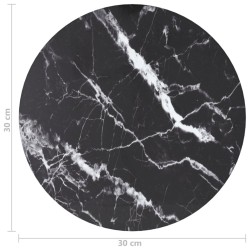 Dessus de table noir Ø30x0,8cm verre trempé avec design marbre 529426529426