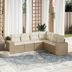 Salon de jardin avec coussins 6 pcs beige résine tressée 529427529427