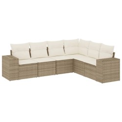 Salon de jardin avec coussins 6 pcs beige résine tressée 529427529427