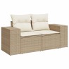Salon de jardin avec coussins 6 pcs beige résine tressée 529427529427