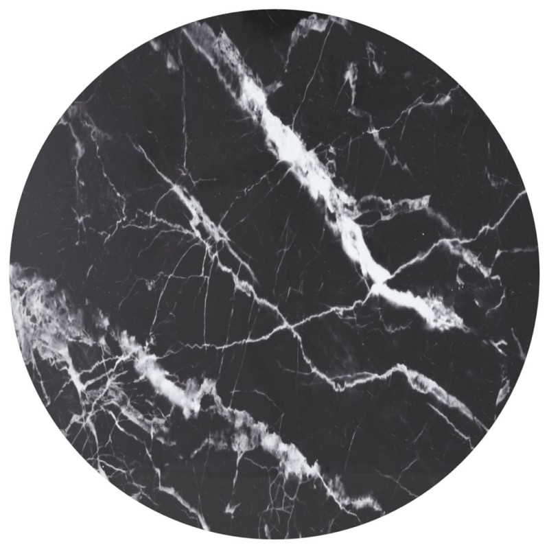 Dessus de table noir Ø90x1 cm verre trempé avec design marbre 529428529428