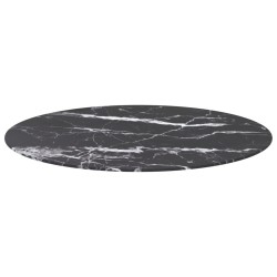 Dessus de table noir Ø90x1 cm verre trempé avec design marbre 529428529428
