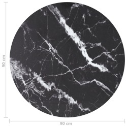 Dessus de table noir Ø90x1 cm verre trempé avec design marbre 529428529428
