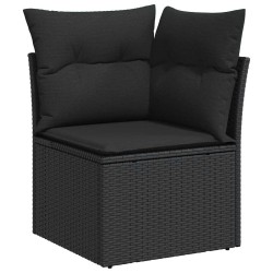 Salon de jardin 6 pcs avec coussins noir résine tressée 529429529429