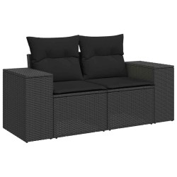 Salon de jardin 7 pcs avec coussins noir résine tressée 529430529430