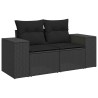 Salon de jardin 7 pcs avec coussins noir résine tressée 529430529430