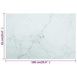 Dessus de table blanc 100x62 cm 8 mm verre trempé design marbre 529432529432