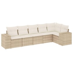 Salon de jardin avec coussins 6 pcs beige résine tressée 529433529433