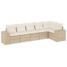 Salon de jardin avec coussins 6 pcs beige résine tressée 529433529433