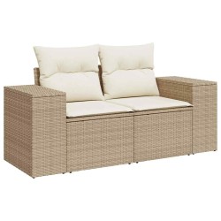 Salon de jardin avec coussins 6 pcs beige résine tressée 529433529433