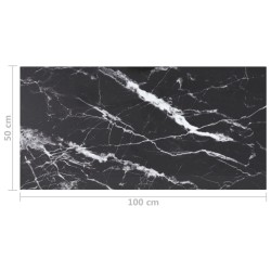 Dessus de table noir 100x50 cm 6 mm verre trempé design marbre 529434529434