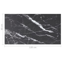 Dessus de table noir 120x65 cm 8 mm verre trempé design marbre 529436529436