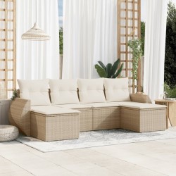 Salon de jardin avec coussins 6 pcs beige résine tressée 529437529437