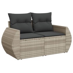 Salon de jardin avec coussins 7 pcs gris clair résine tressée 529439529439