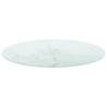 Dessus de table blanc Ø60x0,8cm verre trempé avec design marbre 529440529440