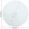Dessus de table blanc Ø60x0,8cm verre trempé avec design marbre 529440529440