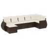 Salon de jardin avec coussins 7 pcs marron résine tressée 529444529444