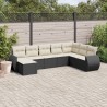Salon de jardin 8 pcs avec coussins noir résine tressée 529446529446
