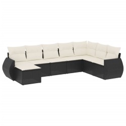 Salon de jardin 8 pcs avec coussins noir résine tressée 529446529446