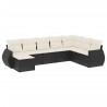 Salon de jardin 8 pcs avec coussins noir résine tressée 529446529446