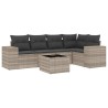 Salon de jardin 6 pcs avec coussins gris clair résine tressée 529449529449