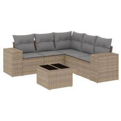 Salon de jardin avec coussins 6 pcs beige résine tressée 529450529450