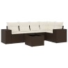 Salon de jardin avec coussins 6 pcs marron résine tressée 529454529454