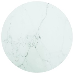 Dessus de table blanc Ø70x0,8cm verre trempé avec design marbre 529455529455