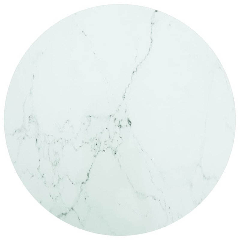 Dessus de table blanc Ø70x0,8cm verre trempé avec design marbre 529455529455