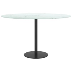 Dessus de table blanc Ø70x0,8cm verre trempé avec design marbre 529455529455