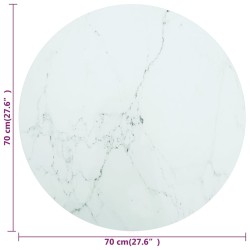 Dessus de table blanc Ø70x0,8cm verre trempé avec design marbre 529455529455
