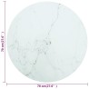 Dessus de table blanc Ø70x0,8cm verre trempé avec design marbre 529455529455