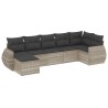 Salon de jardin avec coussins 7 pcs gris clair résine tressée 529457529457