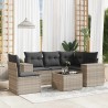 Salon de jardin 6 pcs avec coussins gris clair résine tressée 529461529461