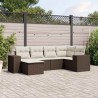 Salon de jardin avec coussins 6 pcs marron résine tressée 529464529464