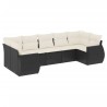Salon de jardin 7 pcs avec coussins noir résine tressée 529468529468