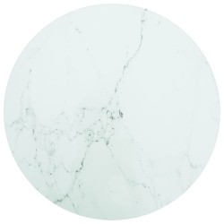 Dessus de table blanc Ø40x0,8cm verre trempé avec design marbre 529471529471