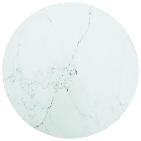 Dessus de table blanc Ø40x0,8cm verre trempé avec design marbre 529471529471
