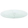 Dessus de table blanc Ø40x0,8cm verre trempé avec design marbre 529471529471