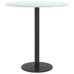 Dessus de table blanc Ø40x0,8cm verre trempé avec design marbre 529471529471
