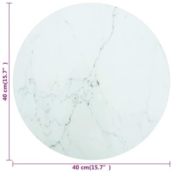 Dessus de table blanc Ø40x0,8cm verre trempé avec design marbre 529471529471