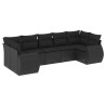 Salon de jardin 7 pcs avec coussins noir résine tressée 529472529472