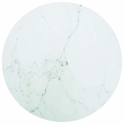 Dessus de table blanc Ø50x0,8cm verre trempé avec design marbre 529473529473