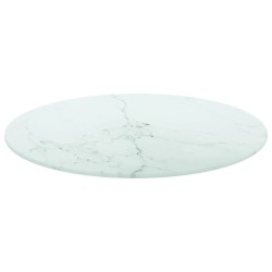 Dessus de table blanc Ø50x0,8cm verre trempé avec design marbre 529473529473